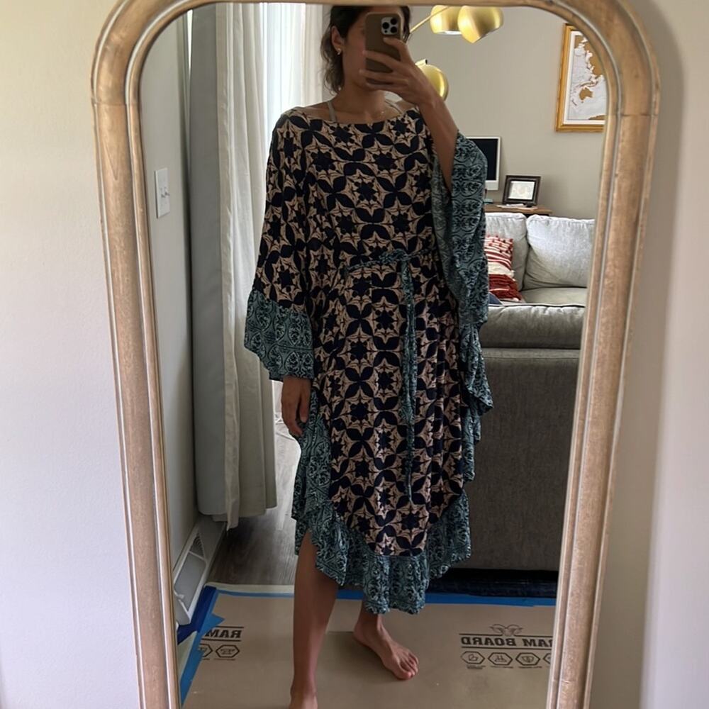 Free People Ruffle Side Beach Tunic Mini Dress sz M medium